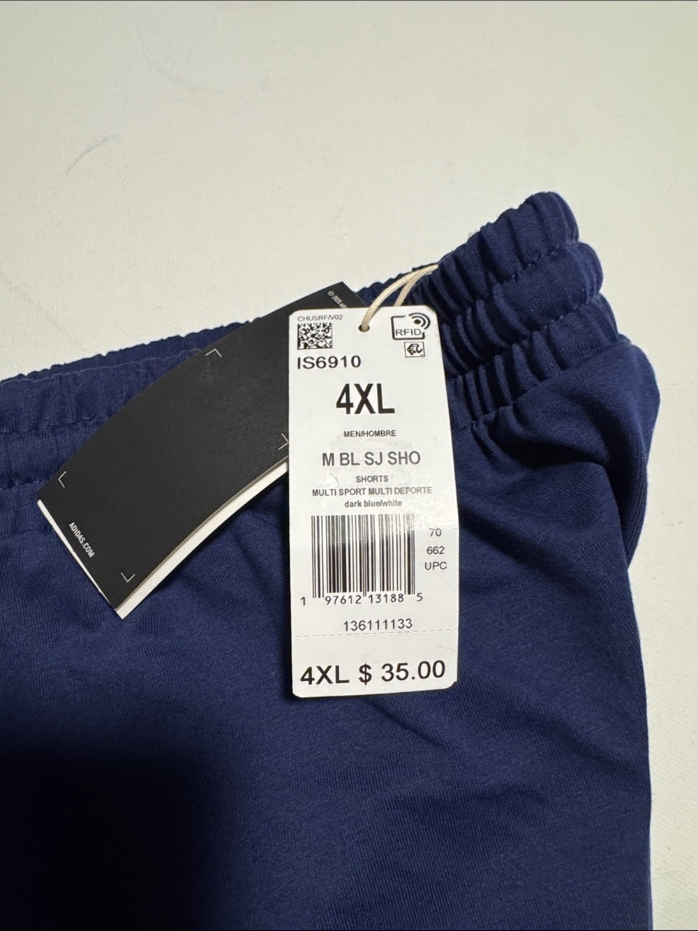Adidas Knit Shorts Mens 4X Navy 4XL - Picture 2 of 4